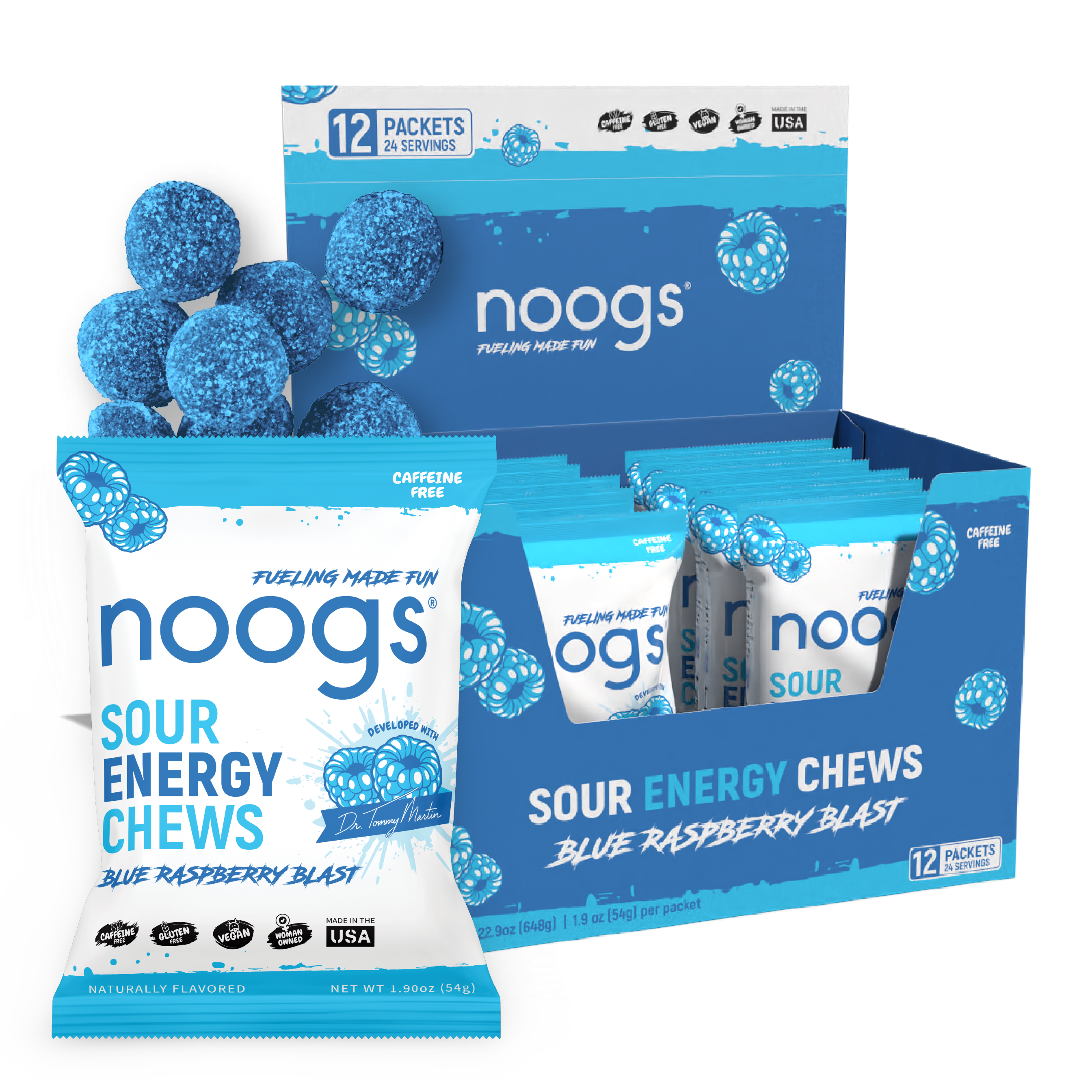 Blue Raspberry Blast Sour Energy Chews – Noogs
