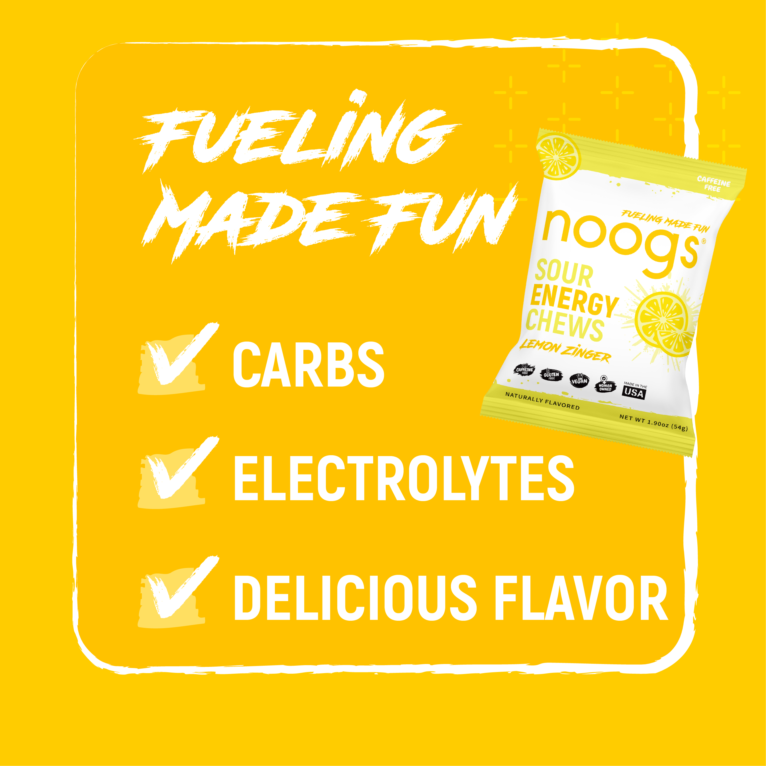 Lemon Zinger Noogs - Sour Energy Chews for Active Lifestyles