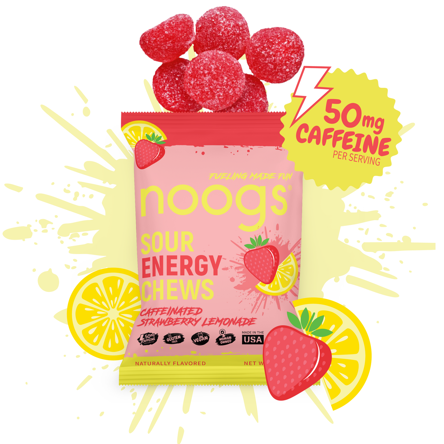 Caffeinated Strawberry Lemonade Sour Energy Chews