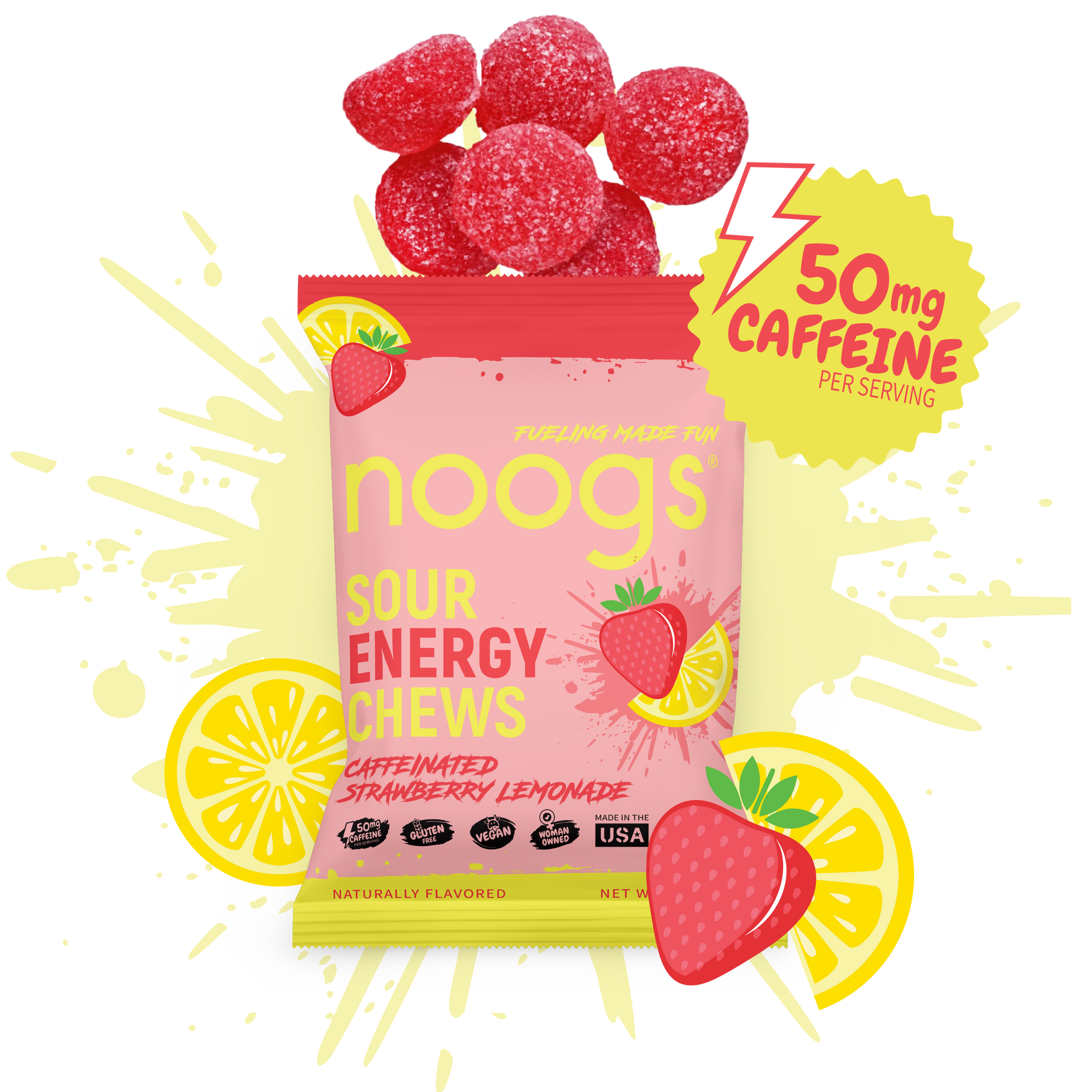 Caffeinated Strawberry Lemonade Sour Energy Chews