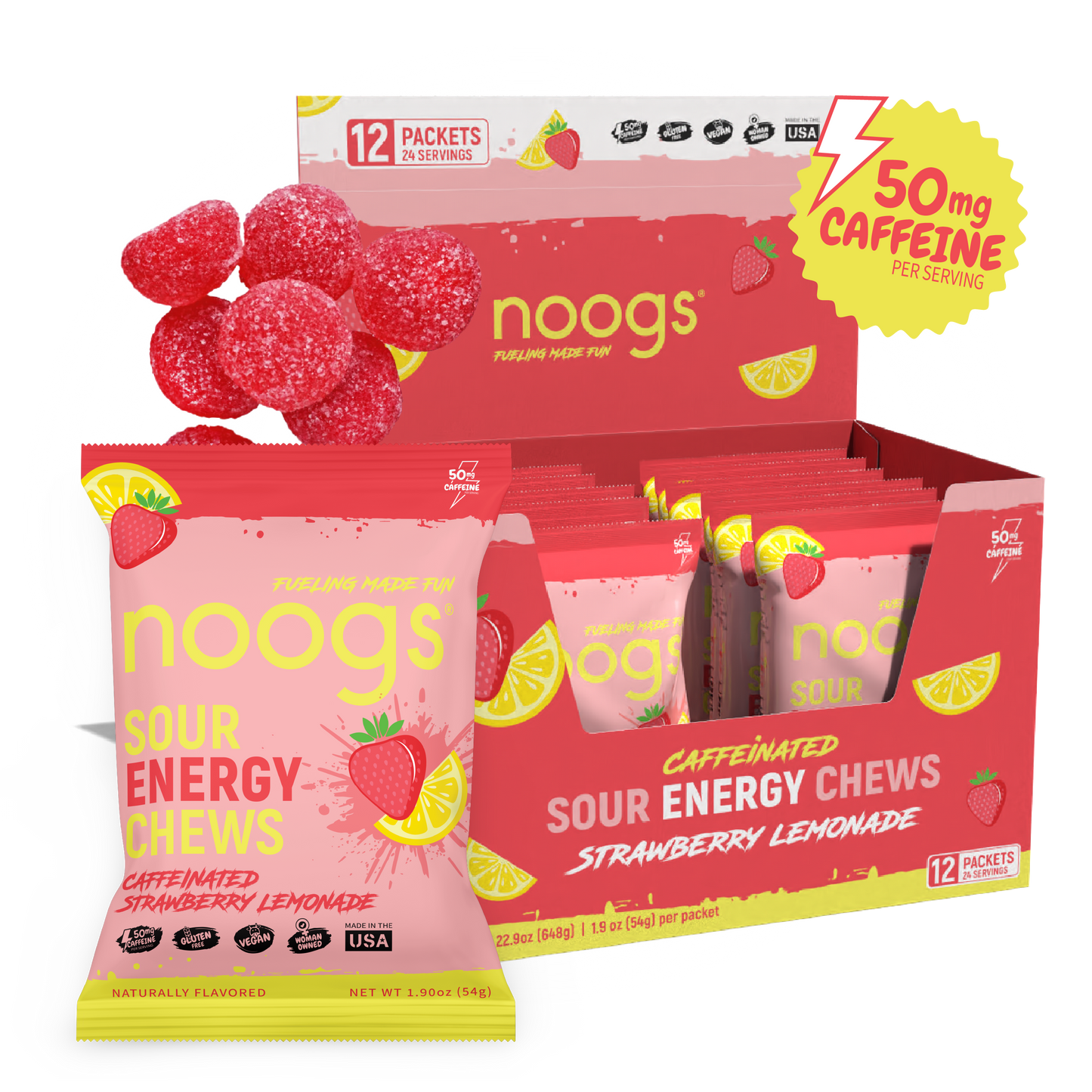 Caffeinated Strawberry Lemonade Sour Energy Chews